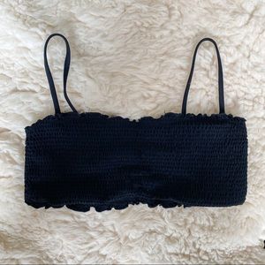 Hollister Black Smocked Bikini Top Size M Removable Straps Bandeau